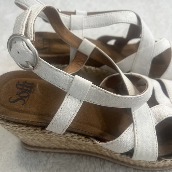 NWT Sofft Women's Devyn Sz 9.5 Wedge Sandals White Leather Open Toe Ankle Strap - Picture 9 of 16